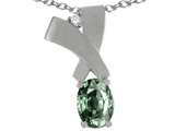 Tommaso Design™ Oval 7x5mm Genuine Green Sapphire and Diamond Pendant
