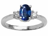 Tommaso Design™ Genuine Oval Sapphire and Diamond Engagement Ring