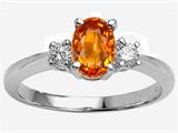 Tommaso Design™ Oval 7x5mm Genuine Orange Sapphire and Diamond Engagement Ring
