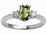 Tommaso Design™ Oval 7x5mm Genuine Green Sapphire and Diamond Engagement Ring