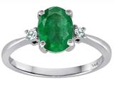 Tommaso Design™ Genuine 8x6mm Oval Emerald and Diamond Engagement Ring