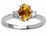 Tommaso Design™ Oval 9x7 mm Genuine Citrine And Diamond Engagement Ring