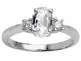Tommaso Design™ 9x7 Oval Genuine White Topaz Engagement Ring