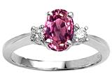 Tommaso Design™ Oval 9x7 mm Genuine Pink Tourmaline And Diamond Engagement Ring