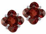 Tommaso Design™ Genuine Clover Cut Garnet Earrings