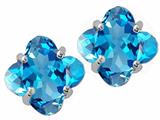 Tommaso Design™ Genuine Clover Cut Blue Topaz Earrings
