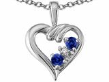 Tommaso Design™ Genuine Sapphire and Diamond Heart Pendant