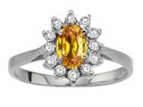 Tommaso Design™ Oval 7x5mm Genuine Yellow Sapphire and Diamond Ring