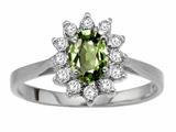Tommaso Design™ Oval 7x5mm Genuine Green Sapphire and Diamond Ring