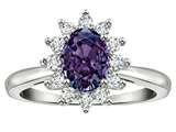 Tommaso Design™ Oval 7x5 mm Simulated Alexandrite And Genuine Diamond Ring
