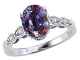 Tommaso Design™ Oval 9x7mm Simulated Alexandrite And Genuine Diamond Ring