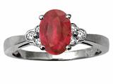 Tommaso Design™ Oval 8x6mm Genuine Ruby and Diamond Ring