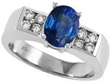 Tommaso Design™ Genuine Oval Sapphire and Diamond Ring