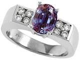 Tommaso Design™ Oval 8x6 mm Simulated Alexandrite And Genuine Diamond Ring