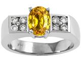 Tommaso Design™ Oval 7x5mm Genuine Yellow Sapphire and Diamond Ring
