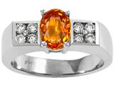 Tommaso Design™ Oval 7x5mm Genuine Orange Sapphire and Diamond Ring