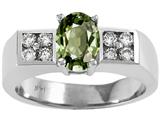 Tommaso Design™ Oval 7x5mm Genuine Green Sapphire and Diamond Ring