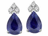Tommaso Design™ Pear Shape 8x6mm Genuine Sapphire and Diamond Earrings