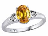 Tommaso Design™ Oval 7x5mm Genuine Yellow Sapphire and Diamond Ring
