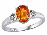 Tommaso Design™ Oval 7x5mm Genuine Orange Sapphire and Diamond Ring