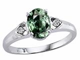 Tommaso Design™ Oval 7x5mm Genuine Green Sapphire and Diamond Ring