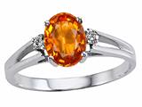 Tommaso Design™ Oval 7x5mm Genuine Orange Sapphire Ring