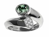 Tommaso Design™ Oval 7x5mm Genuine Green Sapphire and Diamond Ring
