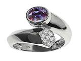 Tommaso Design™ Oval 7x5mm Simulated Alexandrite And Genuine Diamond Ring