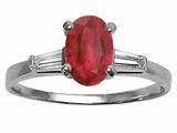 Tommaso Design™ Genuine Ruby and Diamond Engagement Ring