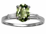 Tommaso Design™ Oval 7x5 mm Genuine Green Sapphire and Diamond Engagement Ring