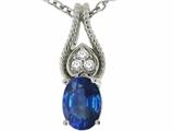 Tommaso Design™ Oval 7x5mm Genuine Sapphire and Diamond Pendant