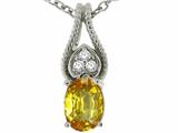 Tommaso Design™ Oval 7xx5mm Genuine Yellow Sapphire and Diamond Pendant