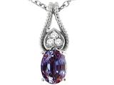 Tommaso Design™ Oval 7x5mm Simulated Alexandrite And Genuine Diamond Pendant