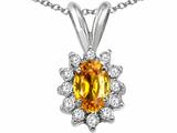 Tommaso Design™ Oval 7x5mm Genuine Yellow Sapphire and Diamond Pendant