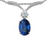 Tommaso Design™ Oval 7x5mm Genuine Sapphire and Diamond Pendant