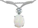 Tommaso Design™ Oval 8x6mm Genuine Opal and Diamond Pendant
