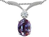 Tommaso Design™ Oval 7x5mm Simulated Alexandrite And Diamond Pendant