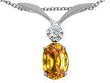 Tommaso Design™ Oval 7x5mm Genuine Yellow Sapphire and Diamond Pendant
