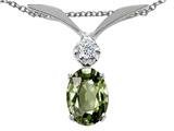 Tommaso Design™ Oval 7x5mm Genuine Green Sapphire and Diamond Pendant