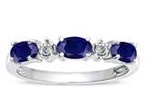 Tommaso Design™ Genuine Sapphire and Diamond 3 Stone Band