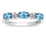 Tommaso Design™ Oval 5x3mm Genuine Blue Topaz and Diamond Ring Band