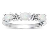 Tommaso Design™ Genuine Opal and Diamond 3 Stone Band