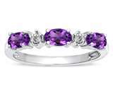 Tommaso Design™ Genuine Amethyst and Diamond 3 Stone Band