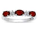 Tommaso Design™ Genuine Garnet and Diamond 3 Stone Band