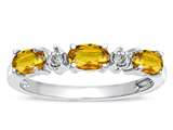 Tommaso Design™ Oval 5x3mm Genuine Citrine and Diamond Ring Band