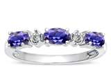 Tommaso Design™ Oval 5x3mm Genuine Iolite and Diamond Ring Band