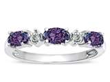 Tommaso Design™ Oval 5x3mm Simulated Alexandrite And Genuine Diamond Ring Band