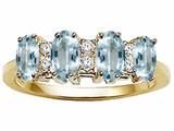 Tommaso Design™ Genuine 4 Stone Aquamarine and Diamond Band