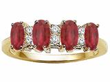 Tommaso Design™ Genuine 4 Stone Ruby and Diamond Band