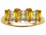 Tommaso Design™ Oval 5x3mm Genuine 4 Stone Citrine and Diamond Band